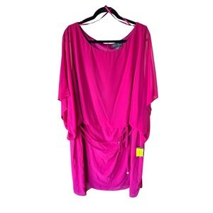 Jessica Howard Woman 24W Pink 40 Day Cocktail Dress Sheer Overlay Ruched‎